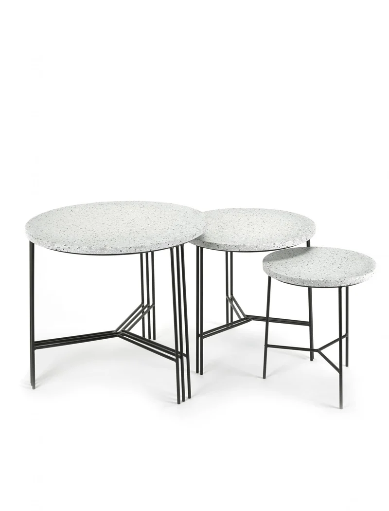 Table basse ronde noire et grise 50 cm Terrazzo - Serax