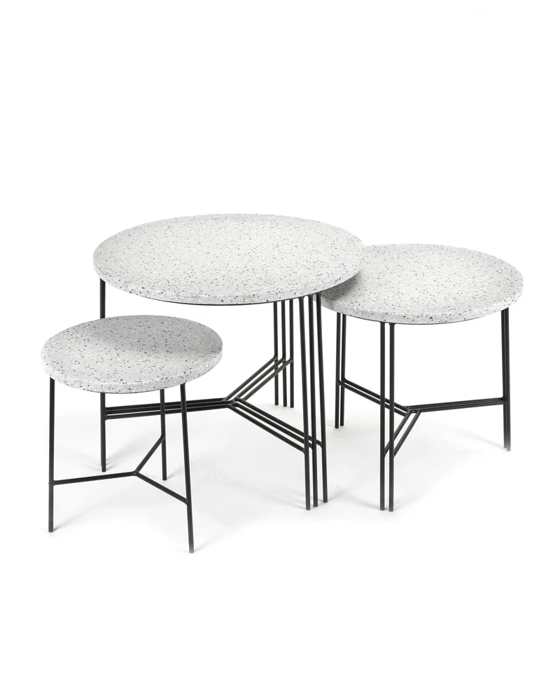 Table basse ronde noire et grise 50 cm Terrazzo - Serax