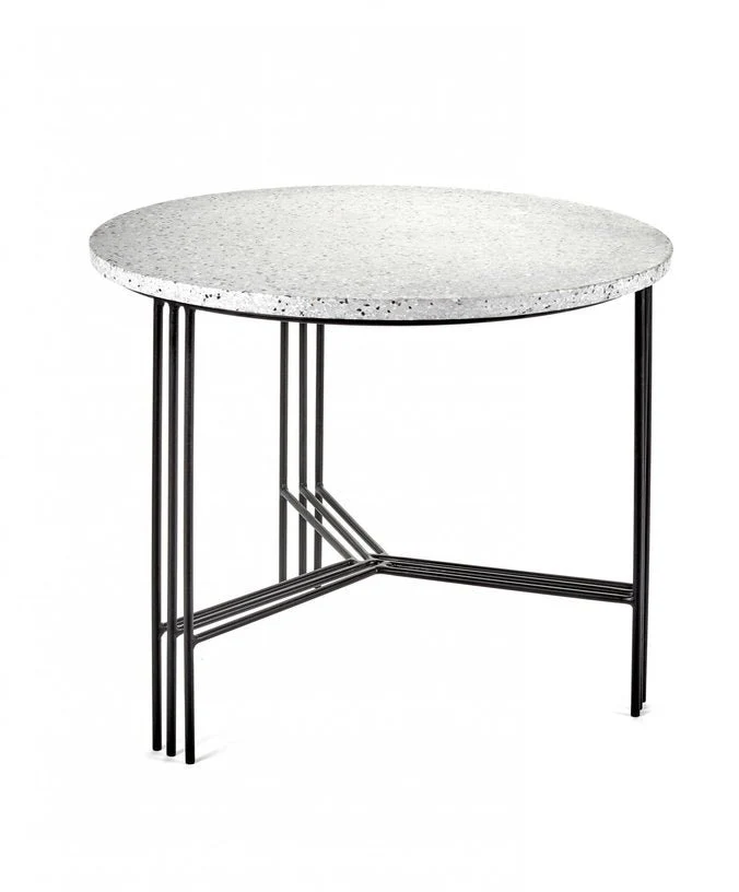 Table basse ronde noire et grise 50 cm Terrazzo - Serax