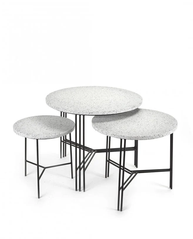 Table basse ronde noire et grise 50 cm Terrazzo - Serax