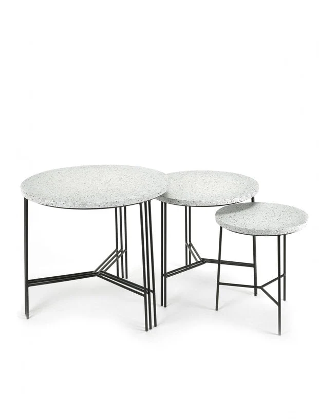 Table basse ronde noire et grise 50 cm Terrazzo - Serax