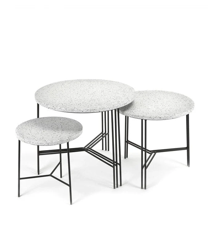 Table basse ronde noire et grise 50 cm Terrazzo - Serax