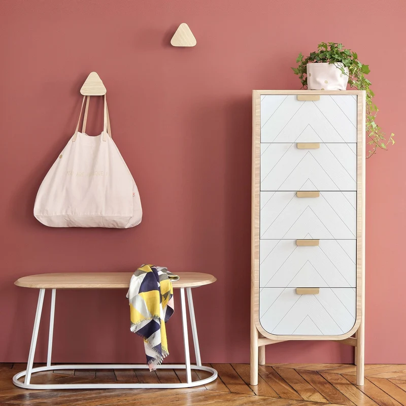 Chiffonnier en chêne naturel 50 x 40 x 130 cm Marius - Hartô