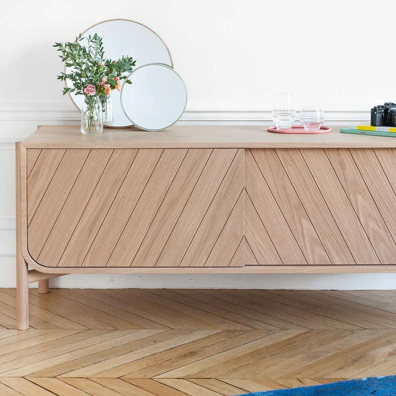 Buffet bas en chêne naturel 185 x 45 x 65 cm Marius - Hartô