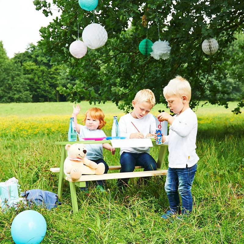 Sitzgarnitur für bis zu 4 Kinder Vollmassiv Nadelholz, Grün