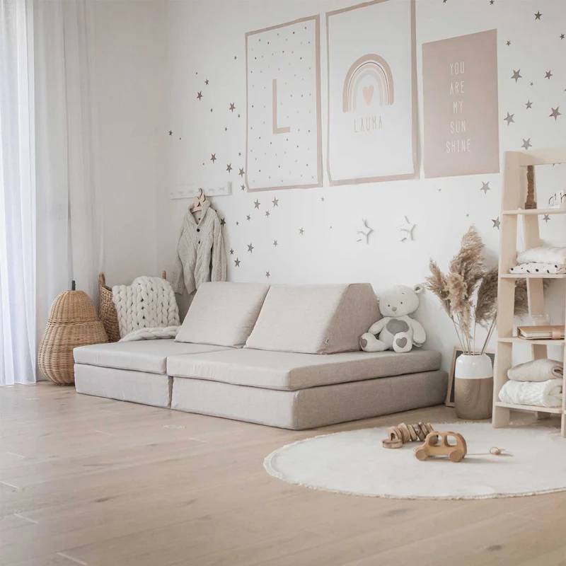 Spielmatratzen-Sofa Set 4-teilig Beige, handgefertigt