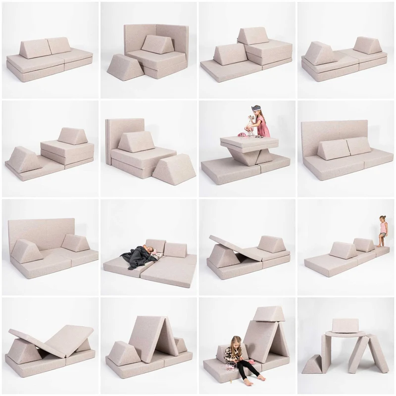 Spielmatratzen-Sofa Set 4-teilig Beige, handgefertigt