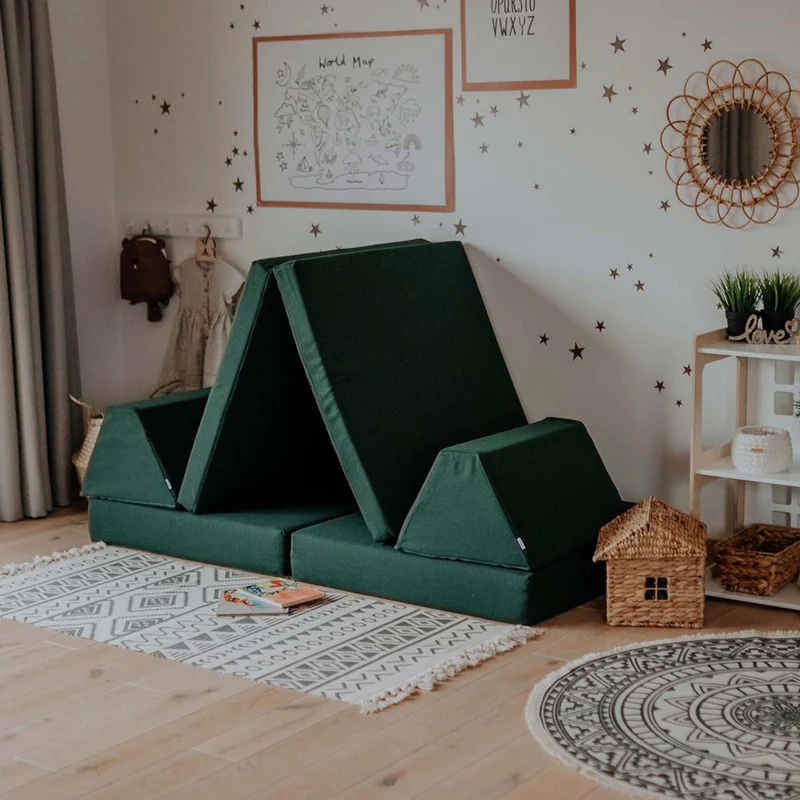 Spielmatratzen-Sofa Set 4-teilig Dunkelgrün, handgefertigt