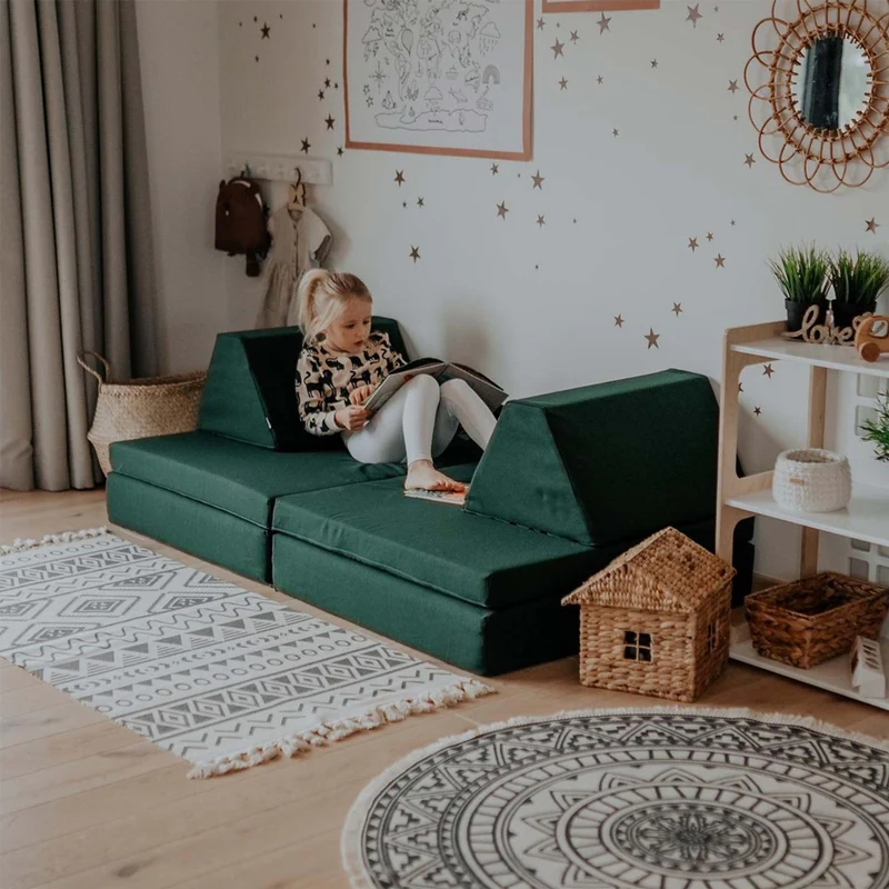 Spielmatratzen-Sofa Set 4-teilig Dunkelgrün, handgefertigt