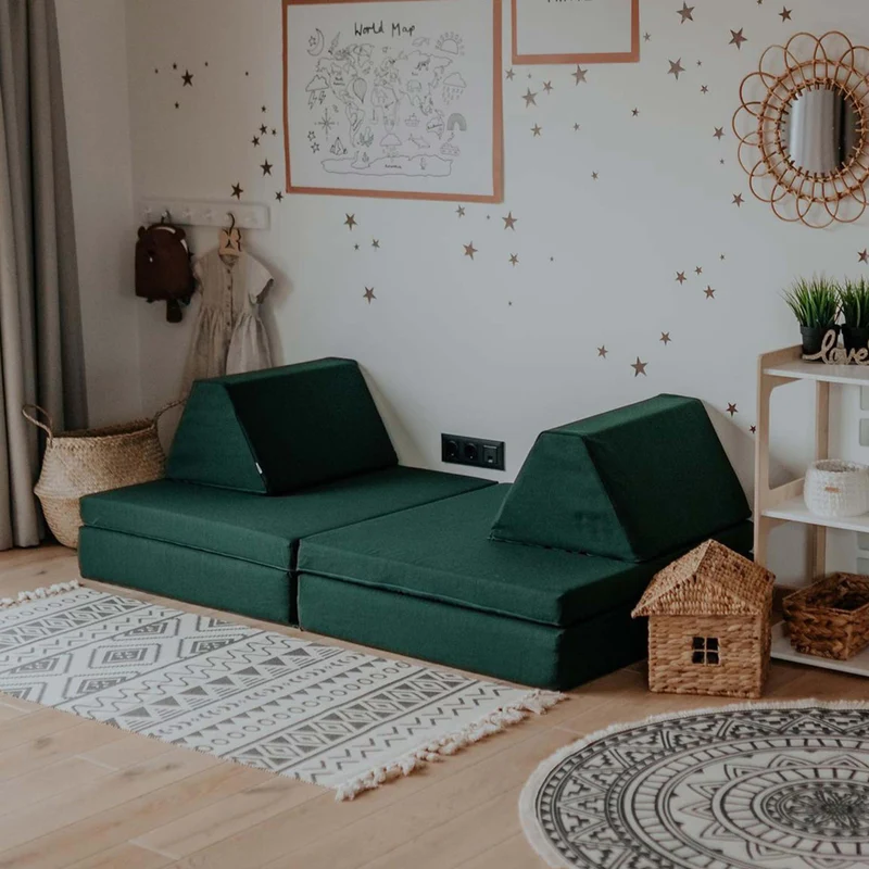 Spielmatratzen-Sofa Set 4-teilig Dunkelgrün, handgefertigt