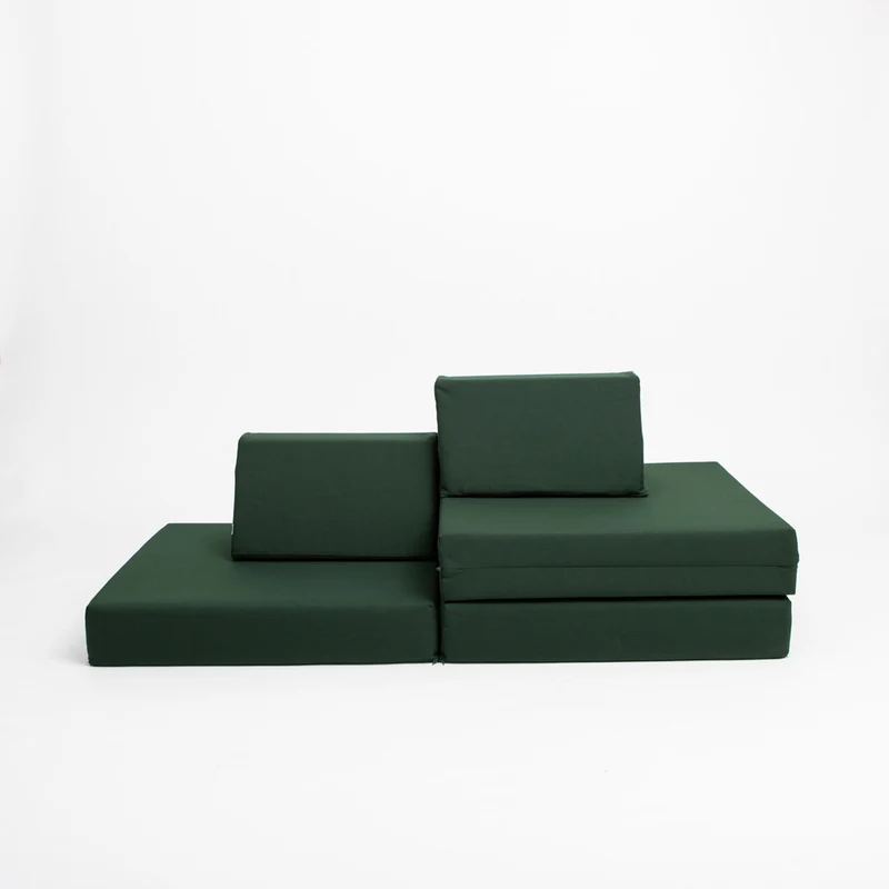 Spielmatratzen-Sofa Set 4-teilig Dunkelgrün, handgefertigt