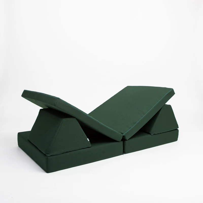 Spielmatratzen-Sofa Set 4-teilig Dunkelgrün, handgefertigt
