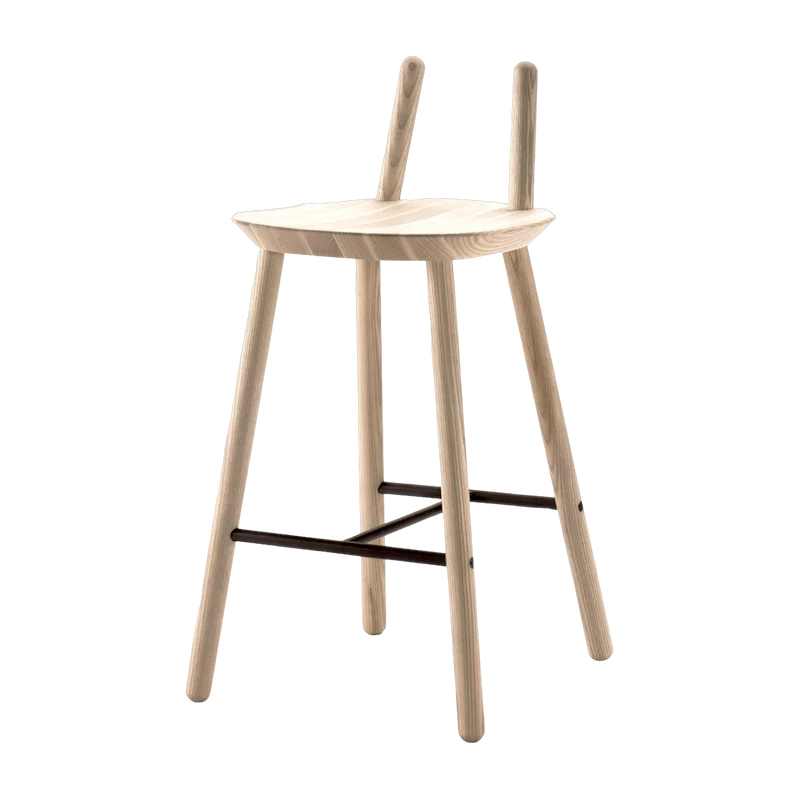 Chaise de bar en bois naturel 65 cm Naïve - Emko