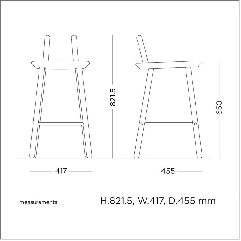 Chaise de bar en bois naturel 65 cm Naïve - Emko