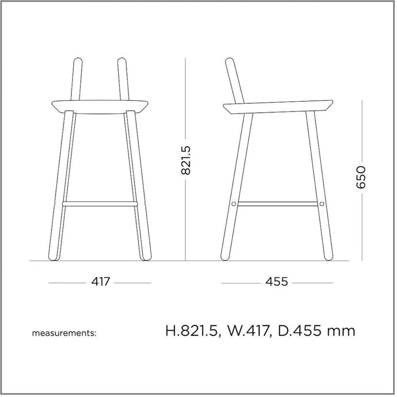 Chaise de bar grise 65 mc Naïve - Emko
