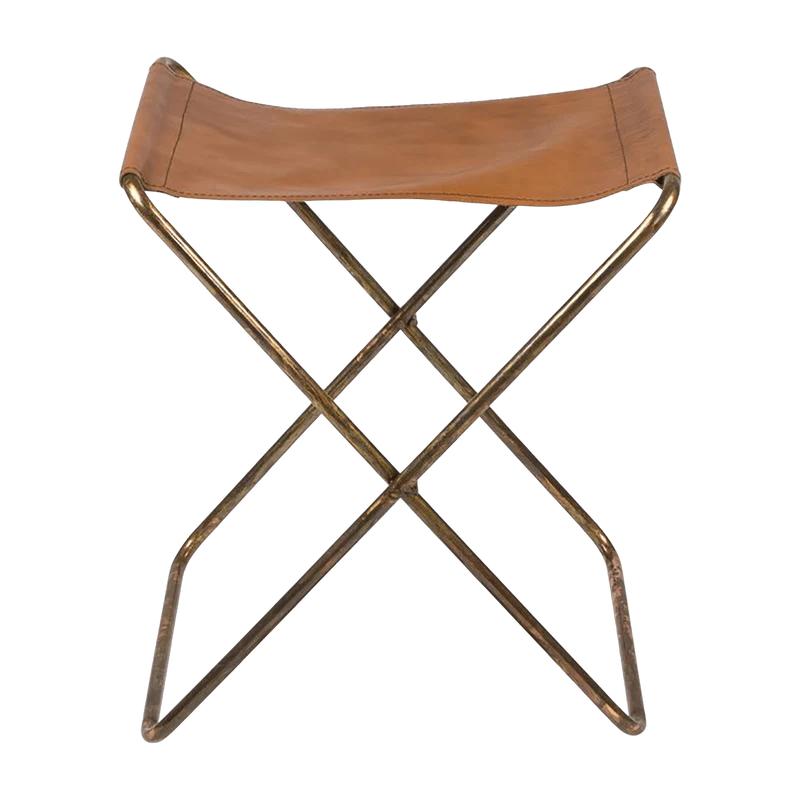 Tabouret pliant en cuir marron Nola - Broste Copenhagen