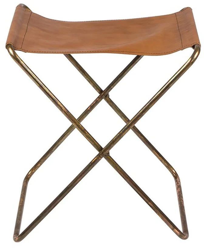Tabouret pliant en cuir marron Nola - Broste Copenhagen