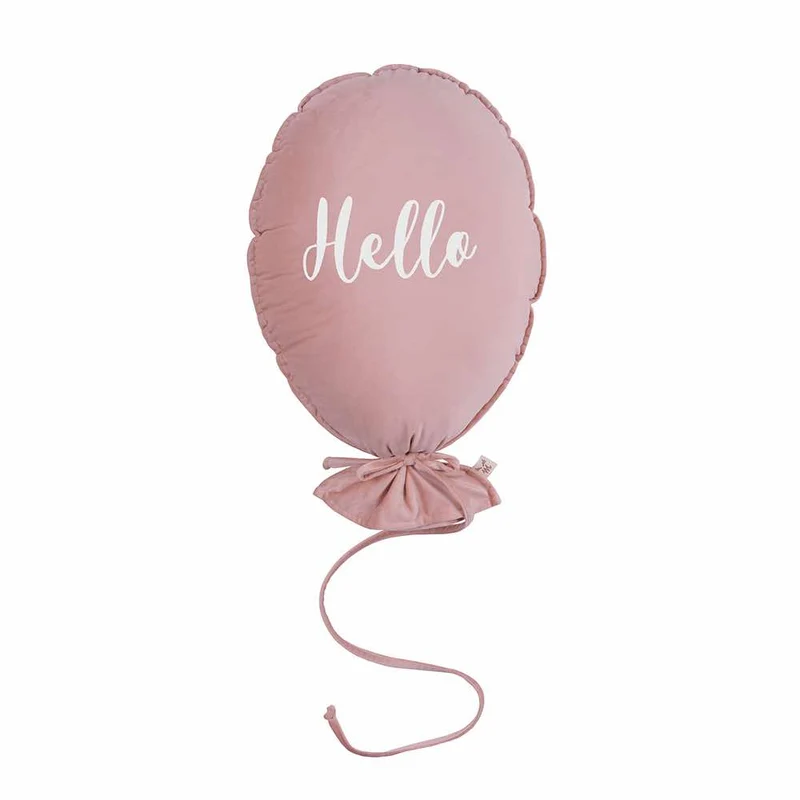 Ballon Dekokissen Hello aus Samt zum Aufhängen