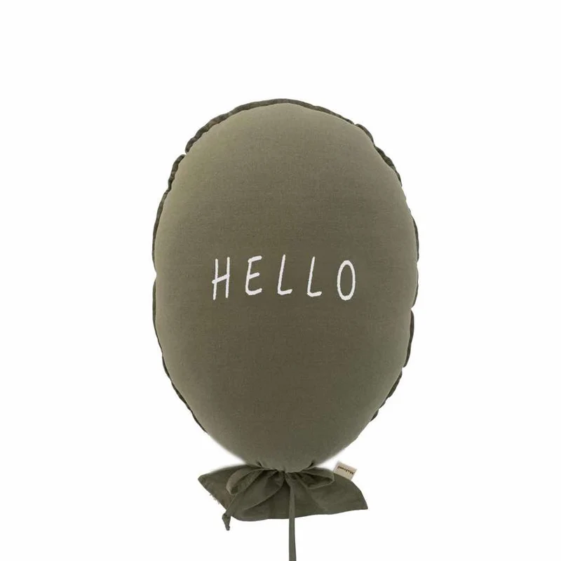 Ballon Dekokissen Hello aus Baumwolle zum Aufhängen