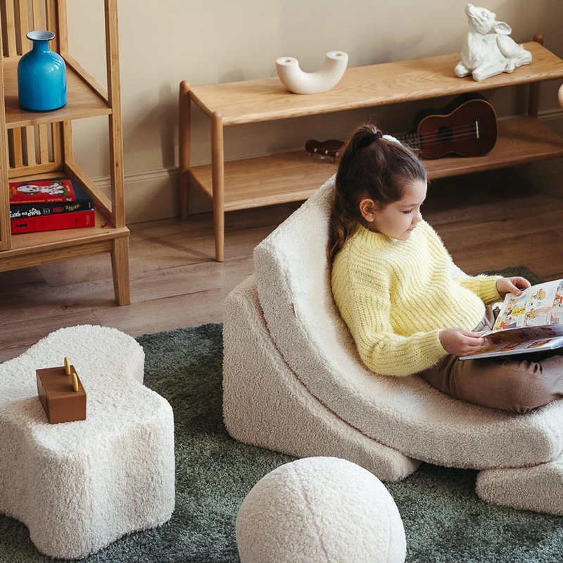 Pouf Wolke aus Teddy-Stoff