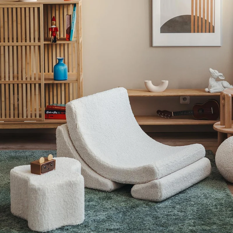 Pouf Wolke aus Teddy-Stoff