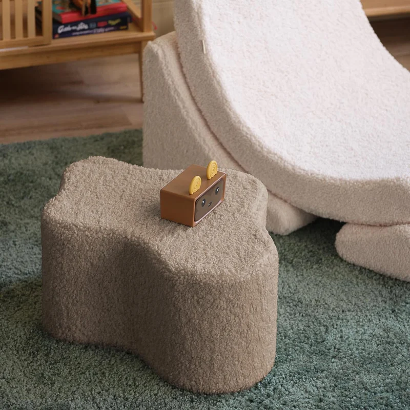 Pouf Wolke aus Teddy-Stoff