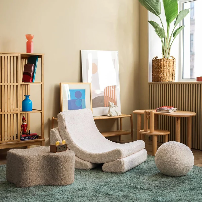 Pouf Wolke aus Teddy-Stoff
