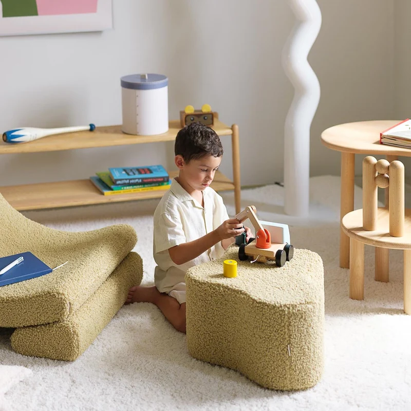 Pouf Wolke aus Teddy-Stoff