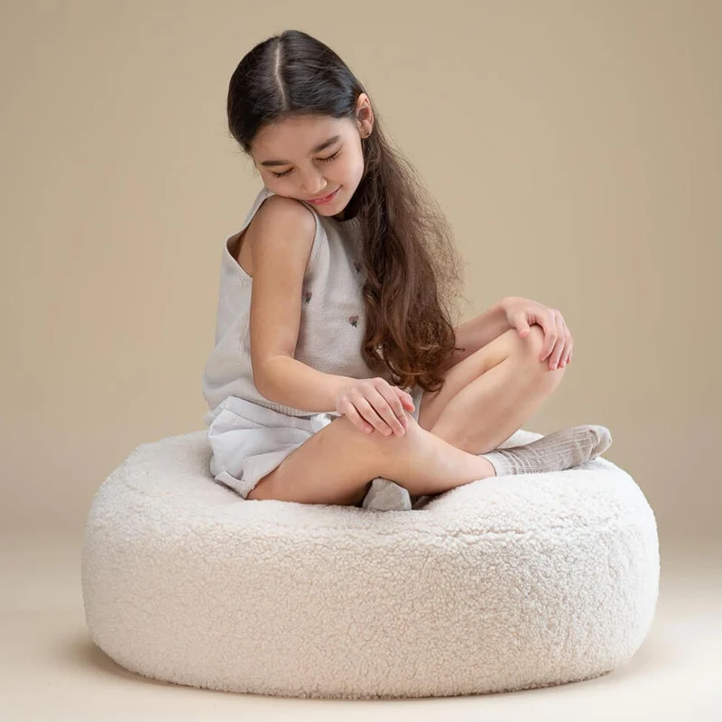 Bodenkissen Pouf aus Teddy-Stoff