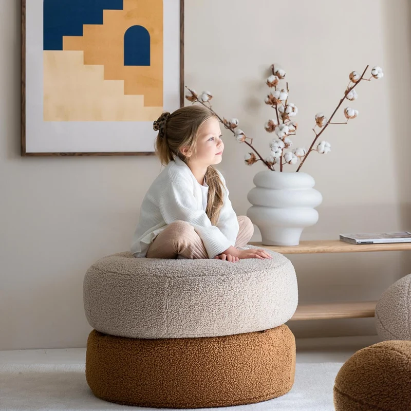 Bodenkissen Pouf aus Teddy-Stoff
