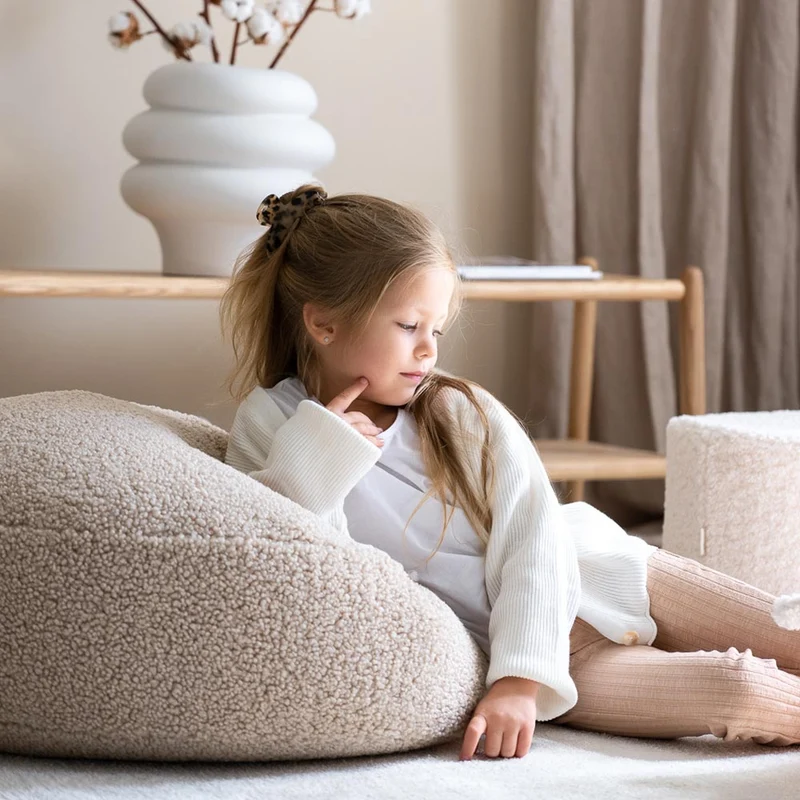 Bodenkissen Pouf aus Teddy-Stoff