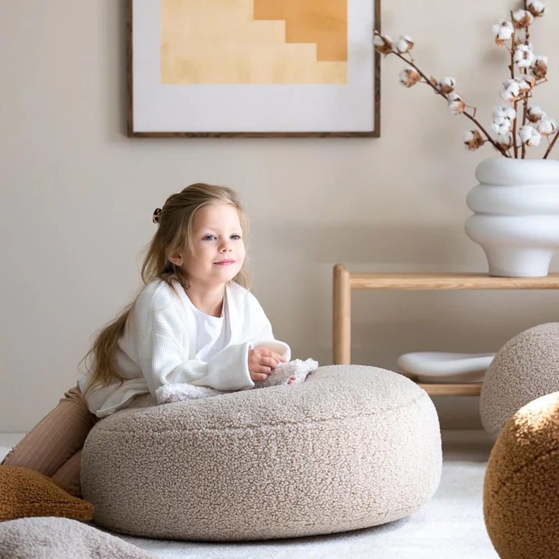 Bodenkissen Pouf aus Teddy-Stoff