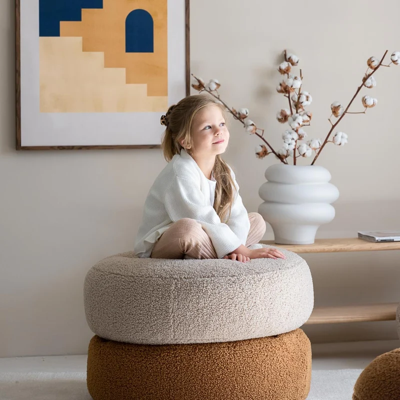 Bodenkissen Pouf aus Teddy-Stoff