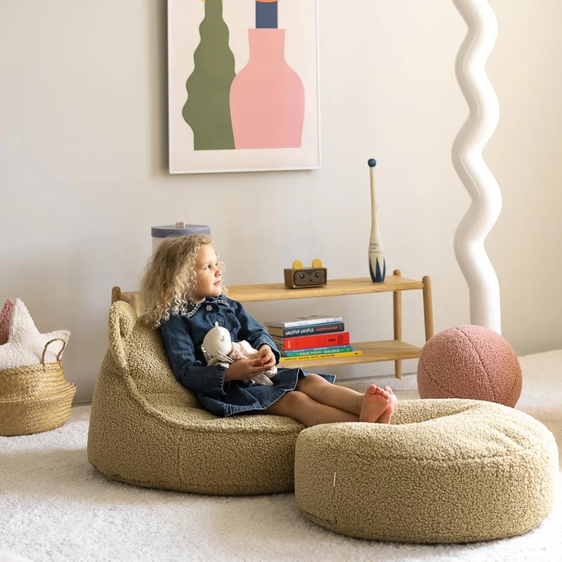 Bodenkissen Pouf aus Teddy-Stoff