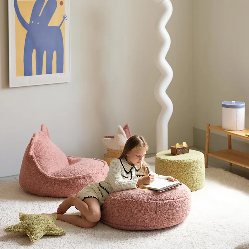 Bodenkissen Pouf aus Teddy-Stoff