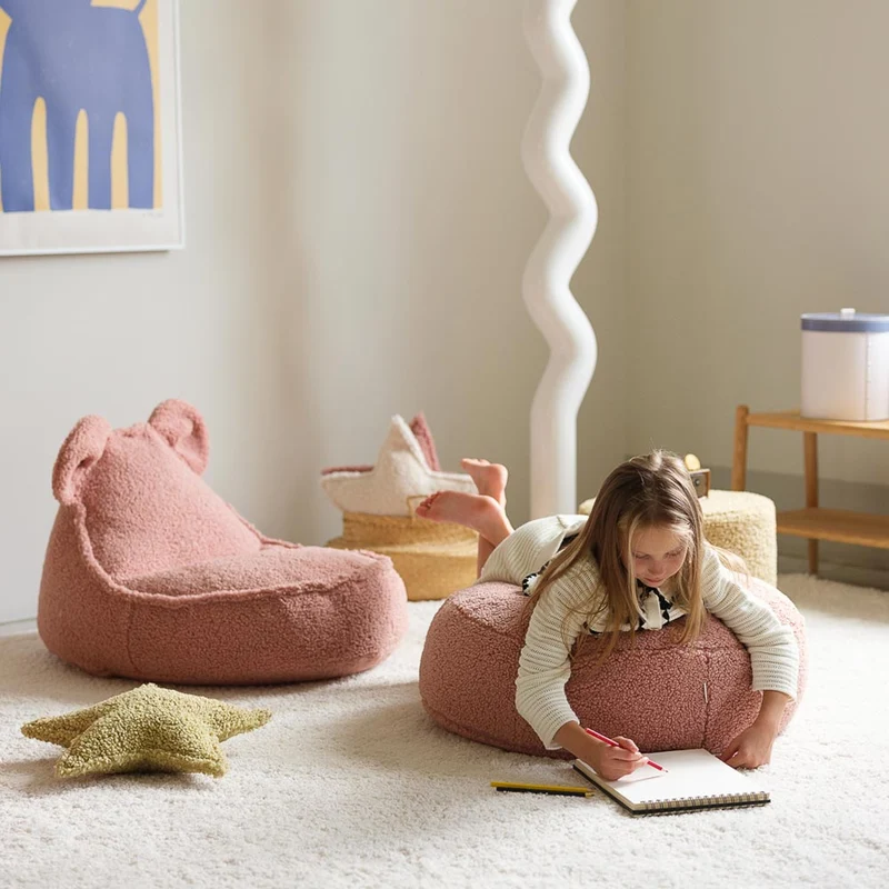 Bodenkissen Pouf aus Teddy-Stoff