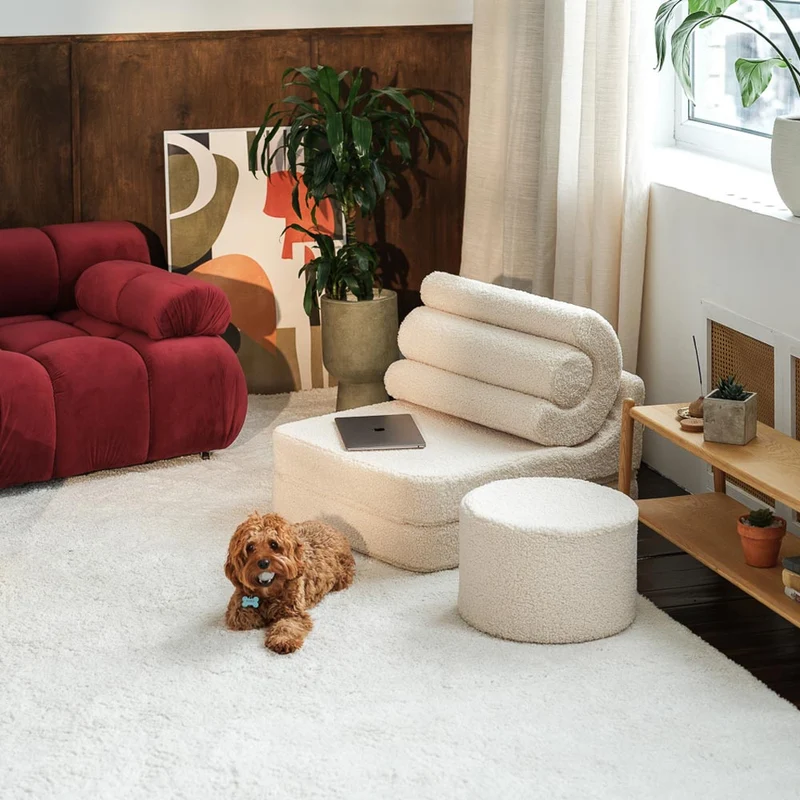 Klappsessel Flipster aus Teddy-Stoff
