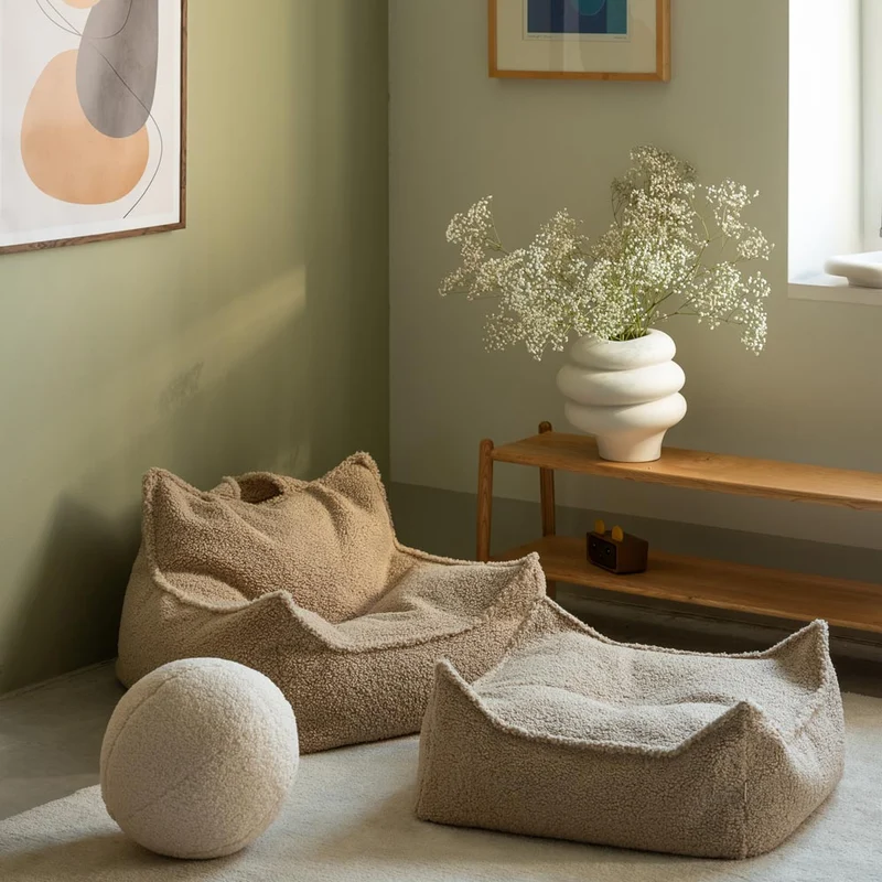Sitzsack Sessel aus Teddy-Stoff