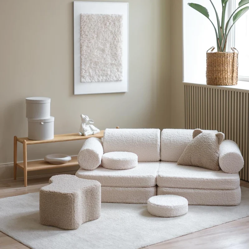 Modulares Sofa aus Teddy-Stoff