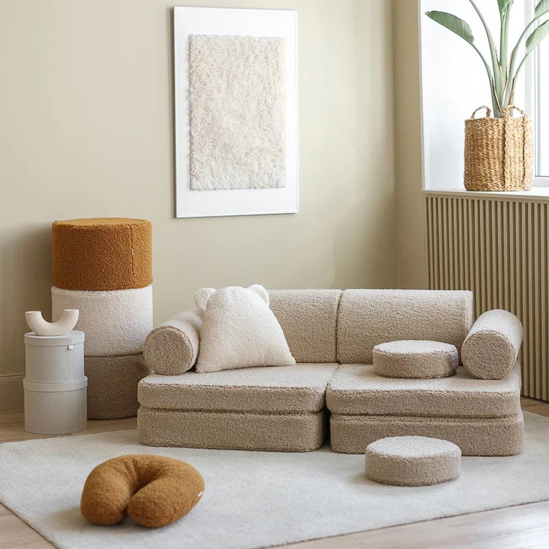 Modulares Sofa aus Teddy-Stoff