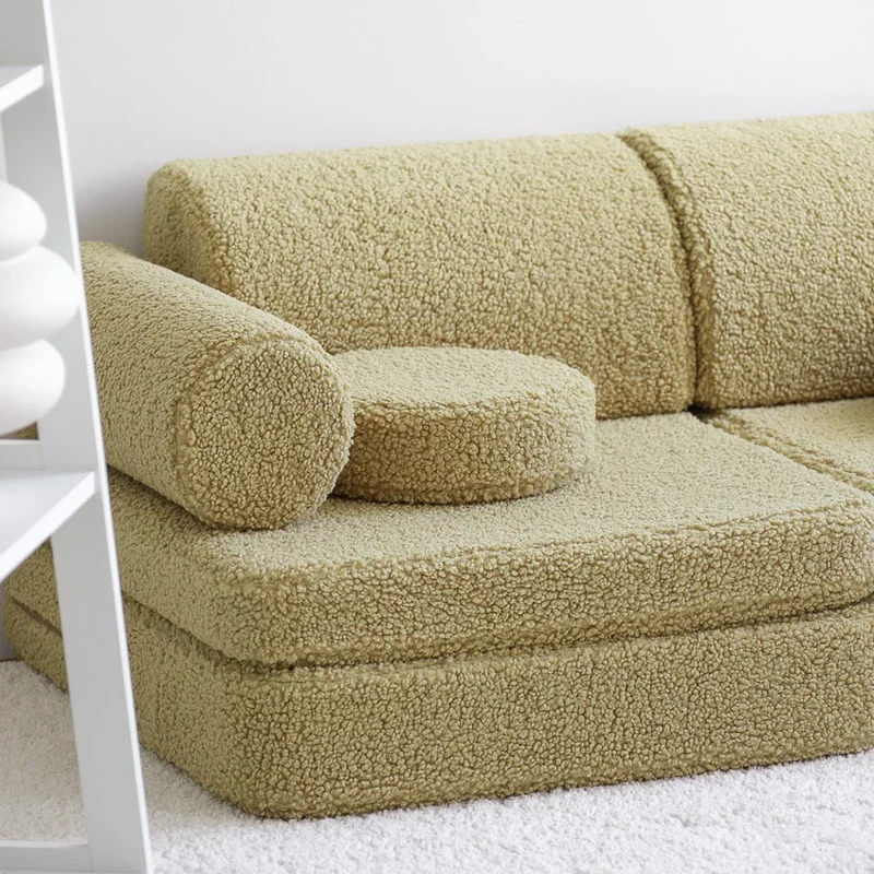 Modulares Sofa aus Teddy-Stoff