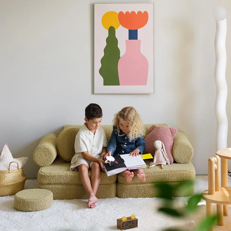 Modulares Sofa aus Teddy-Stoff