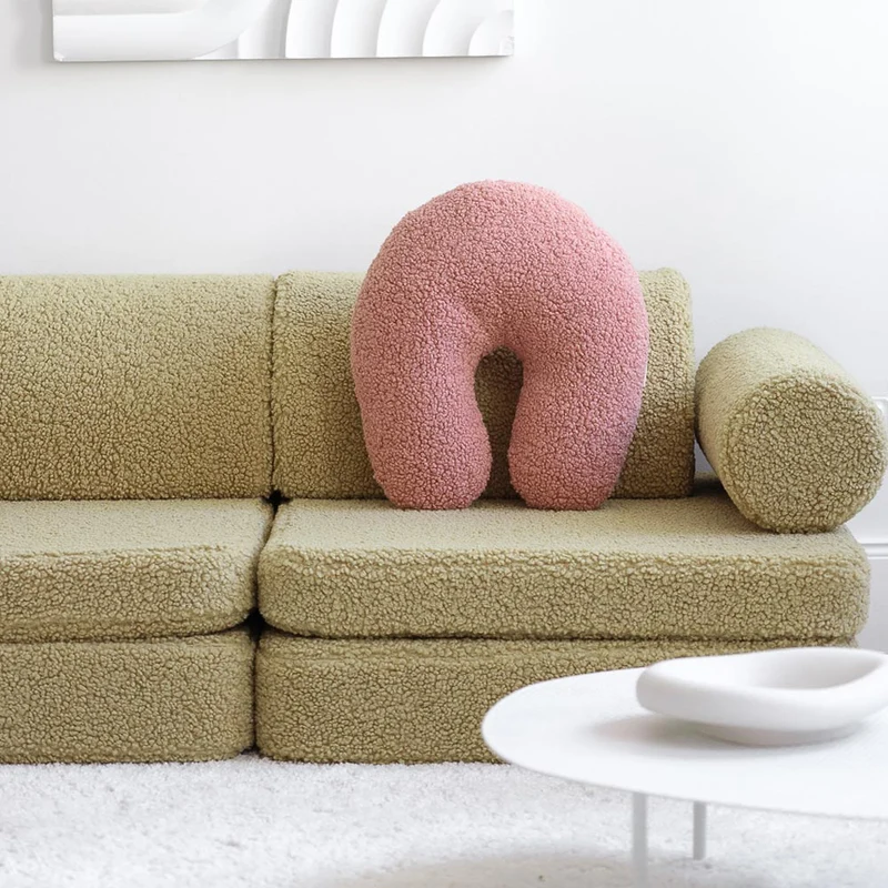 Modulares Sofa aus Teddy-Stoff