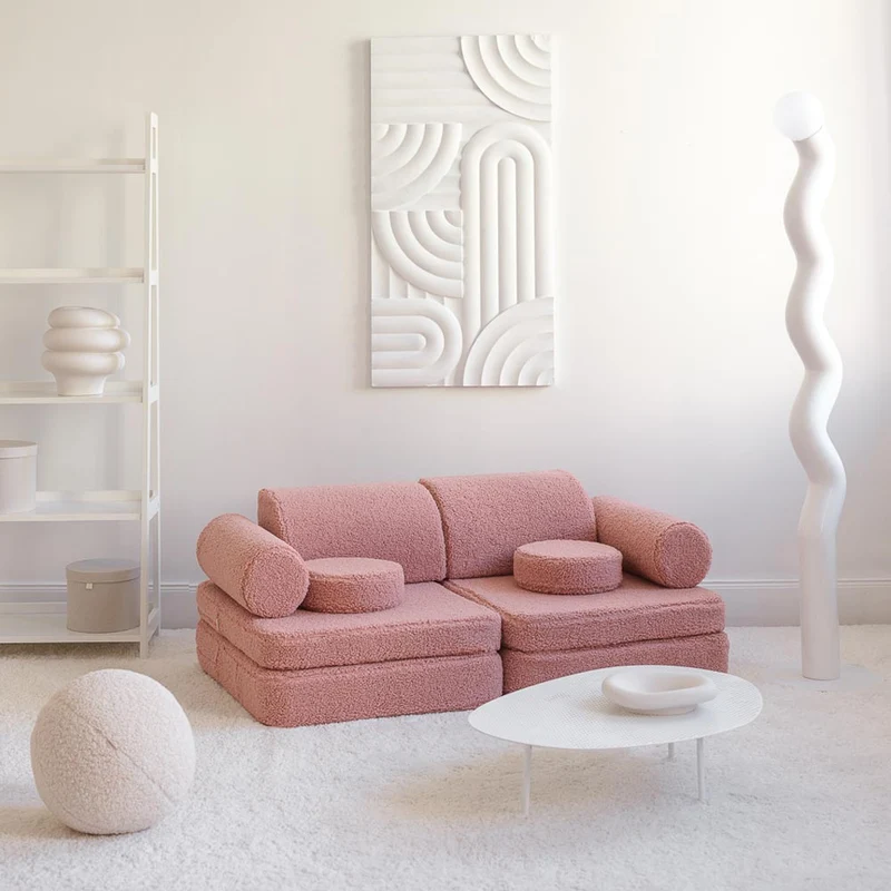 Modulares Sofa aus Teddy-Stoff