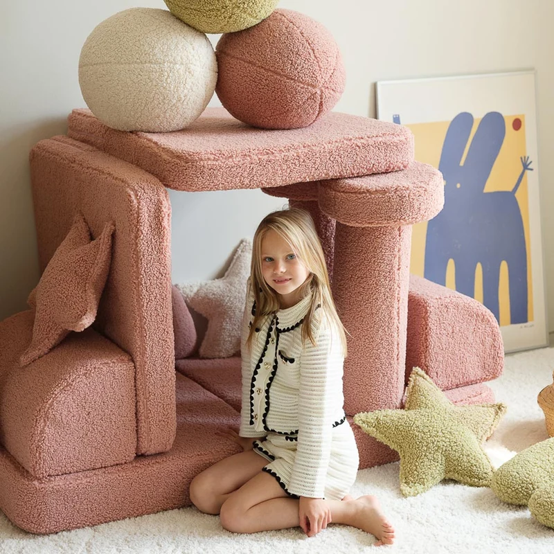 Modulares Sofa aus Teddy-Stoff