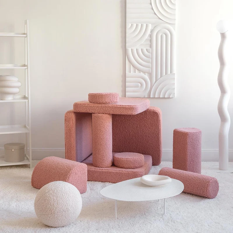 Modulares Sofa aus Teddy-Stoff