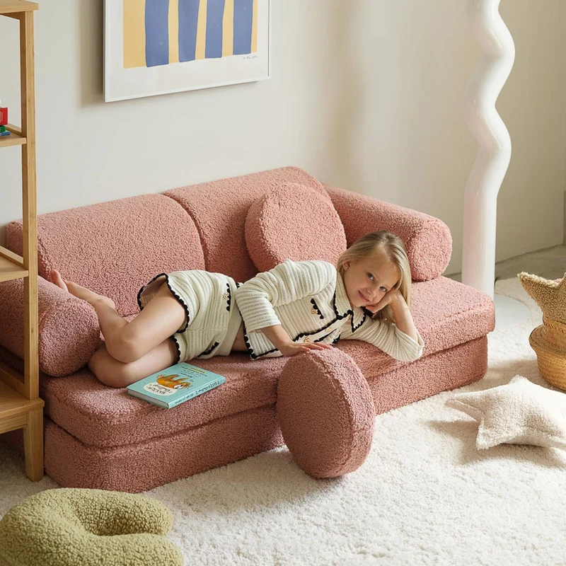 Modulares Sofa aus Teddy-Stoff