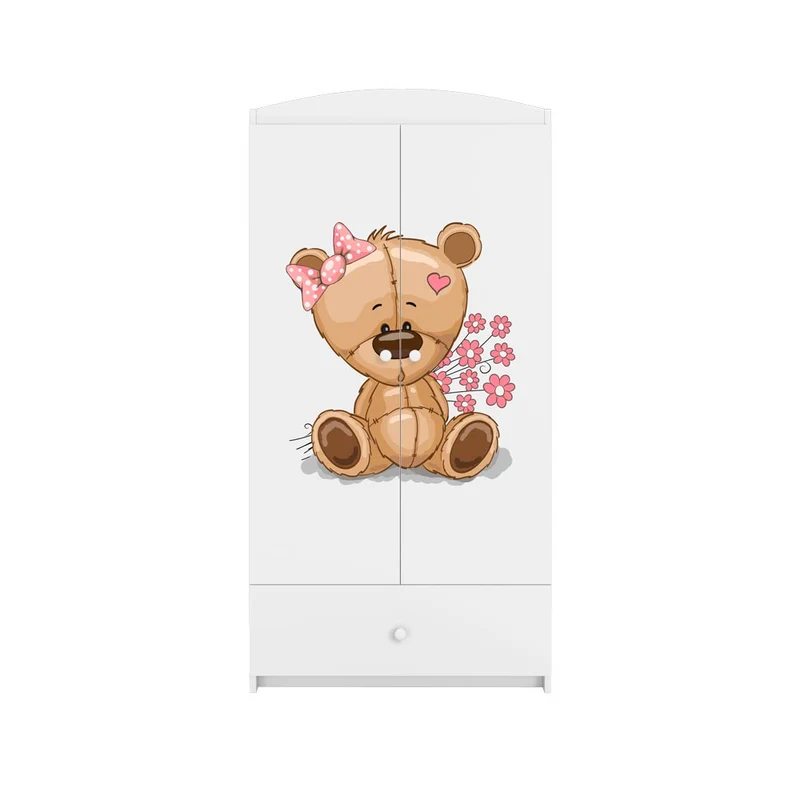 Kleiderschrank für Kinder Sweetdreams, Teddybär mit Blumen Motiv