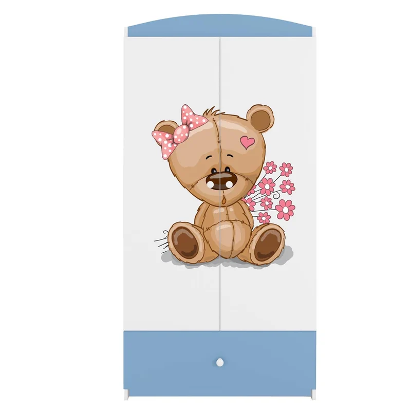 Kleiderschrank für Kinder Sweetdreams, Teddybär mit Blumen Motiv