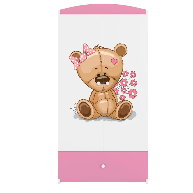 Kleiderschrank für Kinder Sweetdreams, Teddybär mit Blumen Motiv
